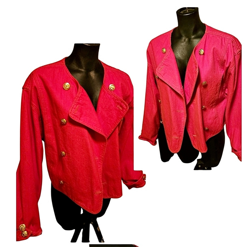 Vintage Perry Ellis Red Denim Jacket. Sz M. Gorgeous!